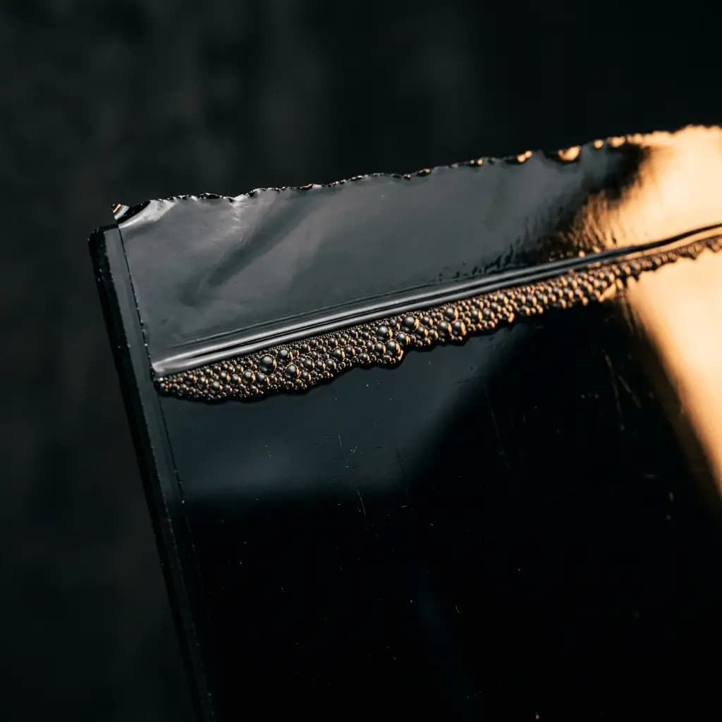 Window tint film edge catching warm light